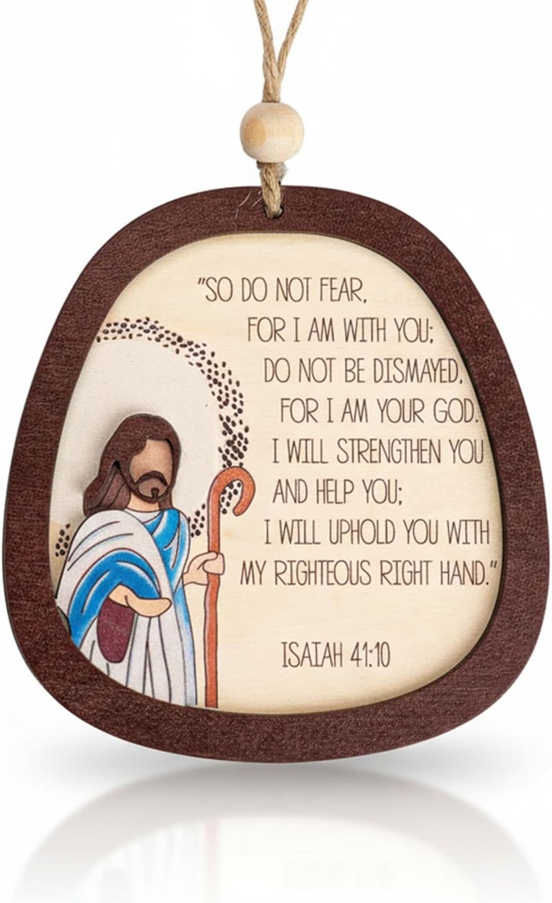 NELXI Religious Ornaments, Jesus Christmas Ornaments, Bible Verse Gifts for Men Women, Isaiah 41:10 Ornament with Inspiring Scripture, Christian Holiday Decor Keepsake for Faith Home - So Do Not Fear - Image 1